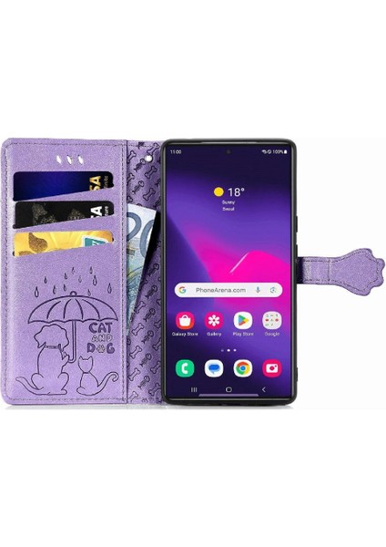 Samsung Galaxy S24 Ultra Sevimli Kedi Kabartmalı Premium Pu Deri Flip Darbeye Dayanıklı Cüzdan Manyetik Kılıf Kapağı Kart Yuvaları ile (Yurt Dışından) modelleri