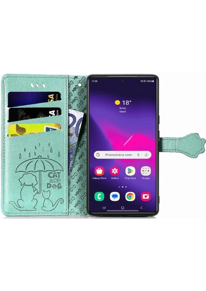 Samsung Galaxy S25 Ultra Sevimli Kedi Kabartmalı Premium Pu Deri Flip Darbeye Dayanıklı Cüzdan Manyetik Kılıf Kapağı Kart Yuvaları ile (Yurt Dışından)