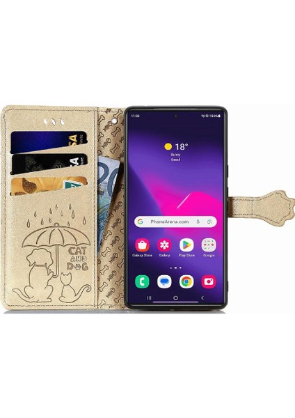 Samsung Galaxy S25 Ultra Sevimli Kedi Kabartmalı Premium Pu Deri Flip Darbeye Dayanıklı Cüzdan Manyetik Kılıf Kapağı Kart Yuvaları ile (Yurt Dışından)