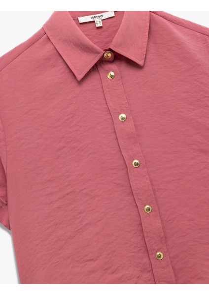 Klasik Yaka Düğmeli Kısa Kollu Modal Gömlek modelleri