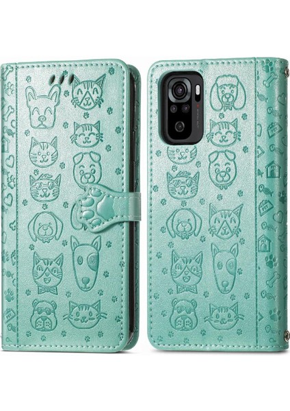 Xiaomi Redmi Note 10 4g Sevimli Kedi Kabartmalı Premium Pu Deri Flip Darbeye Dayanıklı Cüzdan Manyetik Kılıf Kapağı Kart Yuvaları ile (Yurt Dışından)