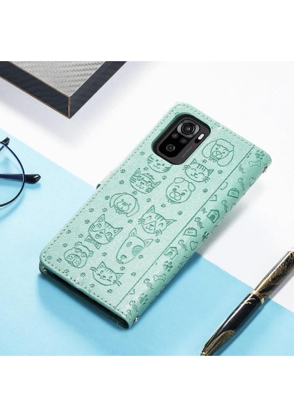 Xiaomi Redmi Note 10 4g Sevimli Kedi Kabartmalı Premium Pu Deri Flip Darbeye Dayanıklı Cüzdan Manyetik Kılıf Kapağı Kart Yuvaları ile (Yurt Dışından)