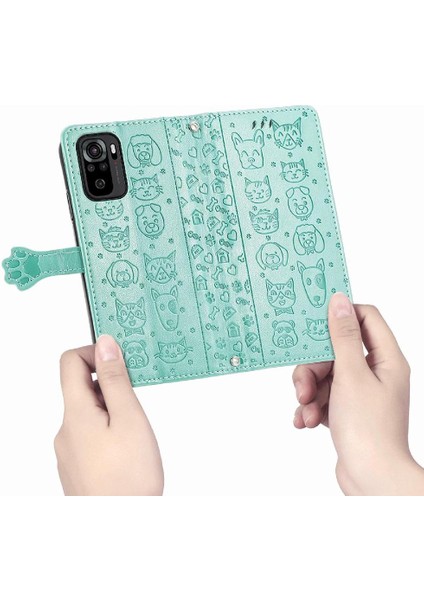 Xiaomi Redmi Note 10 4g Sevimli Kedi Kabartmalı Premium Pu Deri Flip Darbeye Dayanıklı Cüzdan Manyetik Kılıf Kapağı Kart Yuvaları ile (Yurt Dışından)