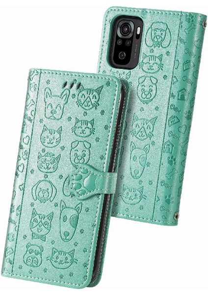 Xiaomi Redmi Note 10 4g Sevimli Kedi Kabartmalı Premium Pu Deri Flip Darbeye Dayanıklı Cüzdan Manyetik Kılıf Kapağı Kart Yuvaları ile (Yurt Dışından)