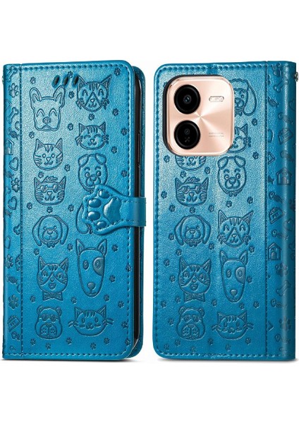 Vivo Y37 Pro Sevimli Kedi Kabartmalı Premium Pu Deri Flip Darbeye Dayanıklı Cüzdan Manyetik Kılıf Kapağı Kart Yuvaları ile (Yurt Dışından)