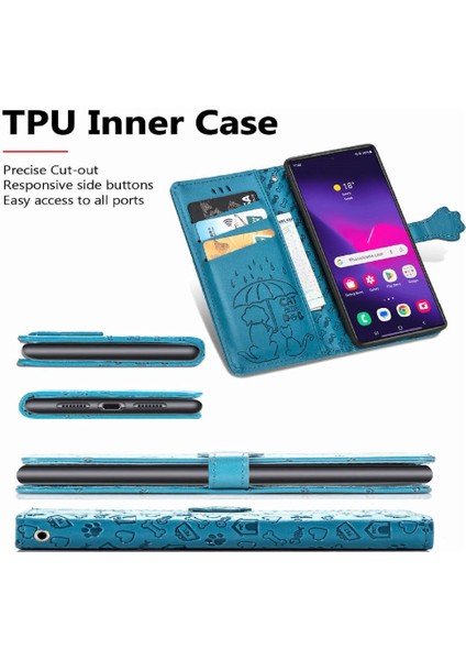 Samsung Galaxy S25 Ultra Sevimli Kedi Kabartmalı Premium Pu Deri Flip Darbeye Dayanıklı Cüzdan Manyetik Kılıf Kapağı Kart Yuvaları ile (Yurt Dışından)