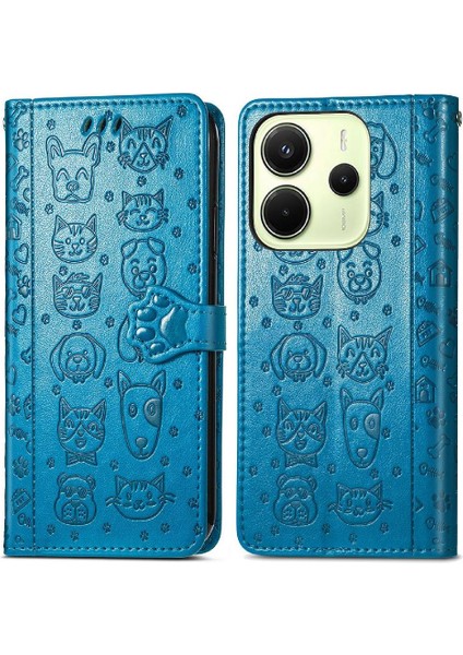 Xiaomi Redmi Note 14 4g Sevimli Kedi Kabartmalı Premium Pu Deri Flip Darbeye Dayanıklı Cüzdan Manyetik Kılıf Kapağı Kart Yuvaları ile (Yurt Dışından)