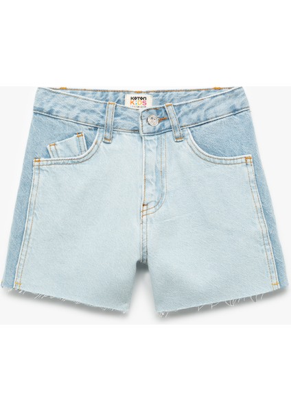 Saçaklı Paçalı Cepli Denim Mini Şort