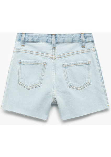 Saçaklı Paçalı Cepli Denim Mini Şort