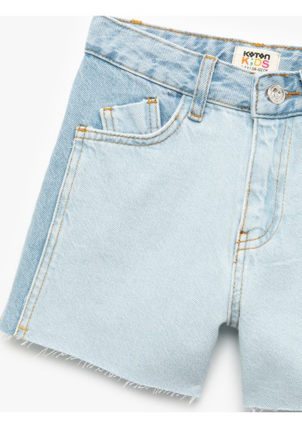 Saçaklı Paçalı Cepli Denim Mini Şort