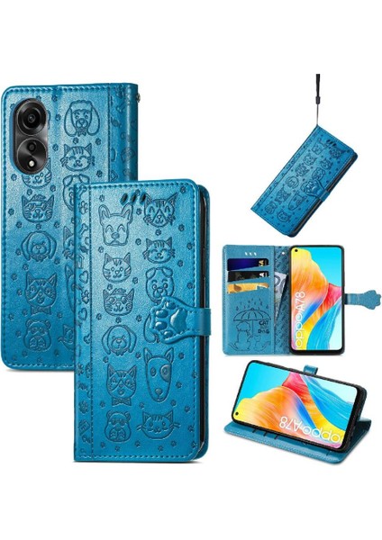 Oppo A78 4g Sevimli Kedi Kabartmalı Premium Pu Deri Flip Darbeye Dayanıklı Cüzdan Manyetik Kılıf Kapağı Kart Yuvaları ile (Yurt Dışından)