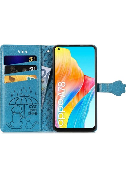 Oppo A78 4g Sevimli Kedi Kabartmalı Premium Pu Deri Flip Darbeye Dayanıklı Cüzdan Manyetik Kılıf Kapağı Kart Yuvaları ile (Yurt Dışından)