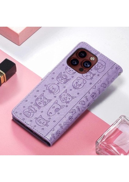 iPhone 15 Pro Sevimli Kedi Kabartmalı Premium Pu Deri Flip Darbeye Dayanıklı Cüzdan Manyetik Kılıf Kapağı Kart Yuvaları ile (Yurt Dışından) fırsatları