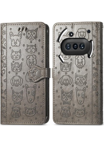Nothing Phone 3A Sevimli Kedi Kabartmalı Premium Pu Deri Flip Darbeye Dayanıklı Cüzdan Manyetik Kılıf Kapağı Kart Yuvaları ile (Yurt Dışından)