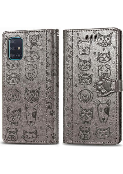 Samsung Galaxy A71 4g Sevimli Kedi Kabartmalı Premium Pu Deri Flip Darbeye Dayanıklı Cüzdan Manyetik Kılıf Kapağı Kart Yuvaları ile (Yurt Dışından)