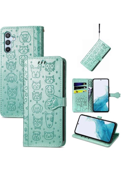 Samsung Galaxy A34 5g Sevimli Kedi Kabartmalı Premium Pu Deri Flip Darbeye Dayanıklı Cüzdan Manyetik Kılıf Kapağı Kart Yuvaları ile (Yurt Dışından)