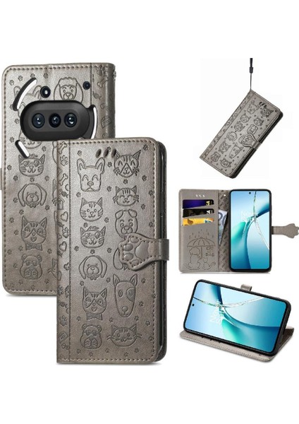 Nothing Phone 3A Sevimli Kedi Kabartmalı Premium Pu Deri Flip Darbeye Dayanıklı Cüzdan Manyetik Kılıf Kapağı Kart Yuvaları ile (Yurt Dışından)
