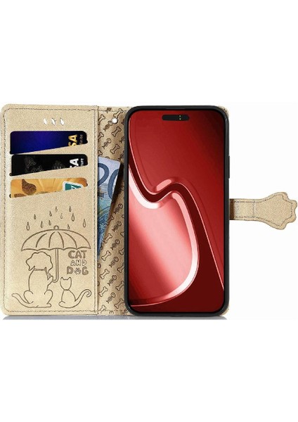 iPhone 15 Pro Sevimli Kedi Kabartmalı Premium Pu Deri Flip Darbeye Dayanıklı Cüzdan Manyetik Kılıf Kapağı Kart Yuvaları ile (Yurt Dışından) fiyatları