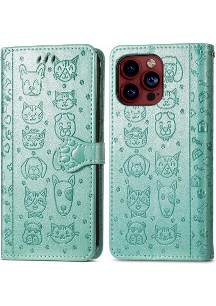 iPhone 15 Pro Sevimli Kedi Kabartmalı Premium Pu Deri Flip Darbeye Dayanıklı Cüzdan Manyetik Kılıf Kapağı Kart Yuvaları ile (Yurt Dışından) indirimleri