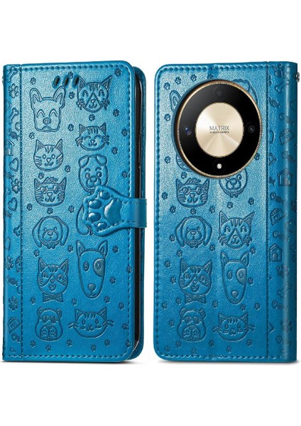 Honor X9B Sevimli Kedi Kabartmalı Premium Pu Deri Flip Darbeye Dayanıklı Cüzdan Manyetik Kılıf Kapağı Kart Yuvaları ile (Yurt Dışından)