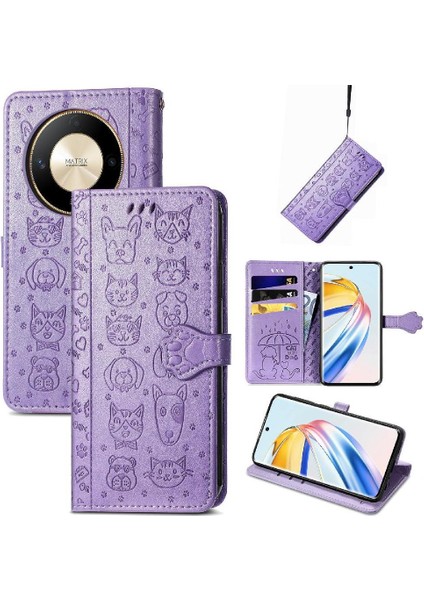 Honor X9B Sevimli Kedi Kabartmalı Premium Pu Deri Flip Darbeye Dayanıklı Cüzdan Manyetik Kılıf Kapağı Kart Yuvaları ile (Yurt Dışından) fırsatları