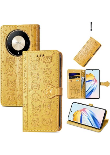 Honor X9B Sevimli Kedi Kabartmalı Premium Pu Deri Flip Darbeye Dayanıklı Cüzdan Manyetik Kılıf Kapağı Kart Yuvaları ile (Yurt Dışından) modelleri