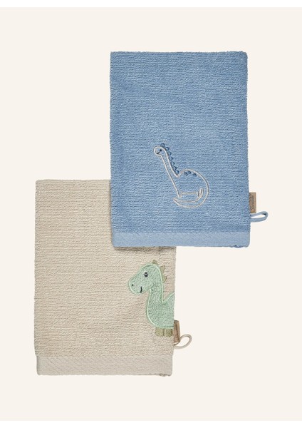 Dino Rexi 2’li Yıkama Bezi , Pamuk, Süslü Applikasyonlu