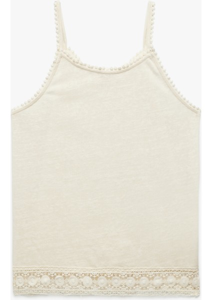 Bisiklet Yaka Dantel Detaylı Askılı Atlet