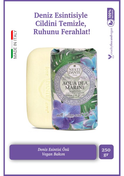 With Love And Care Aqua Dea Marine Katı Sabun 250 gr | Nemlendirici | Deniz Esintisi