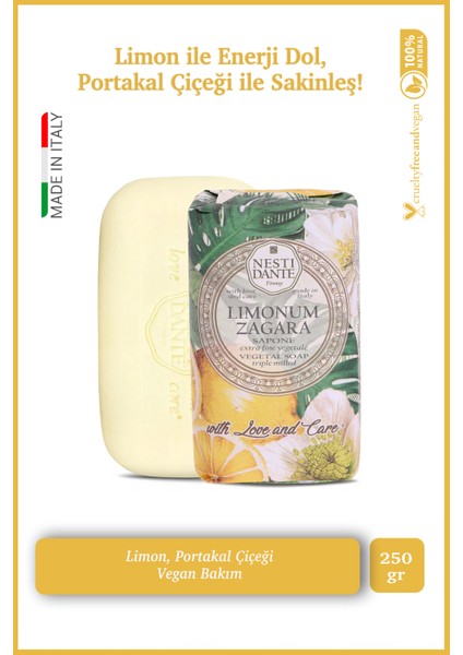 With Love And Care Limonum Zagara Citrus Katı Sabun 250 gr Limon Çiçeği