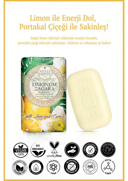 With Love And Care Limonum Zagara Citrus Katı Sabun 250 gr Limon Çiçeği