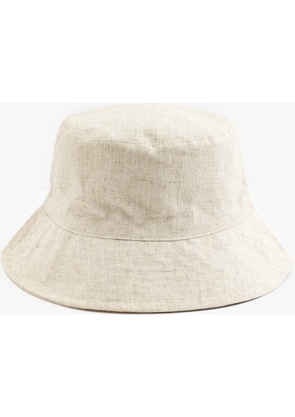 Viskon ve Keten Karışımlı Basic Bucket Şapka