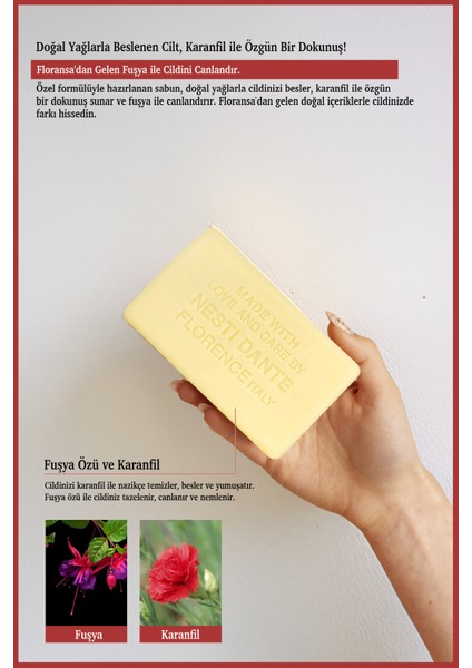 Romantica Gillyflower & Fucsia Katı Sabun 250gr | Nemlendirici | Karanfil ve Fuşya Özü modelleri