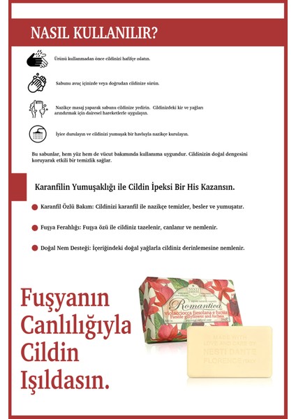 Romantica Gillyflower & Fucsia Katı Sabun 250gr | Nemlendirici | Karanfil ve Fuşya Özü indirimleri
