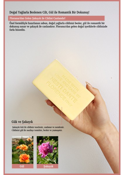 Romantica Florentine Rose &peony Katı Sabun 250gr | Nemlendirici | Gül Ve Şakayık Özü fırsatları