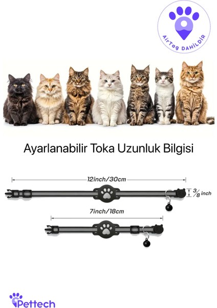 Airtag'li Premium Kedi Tasması modelleri
