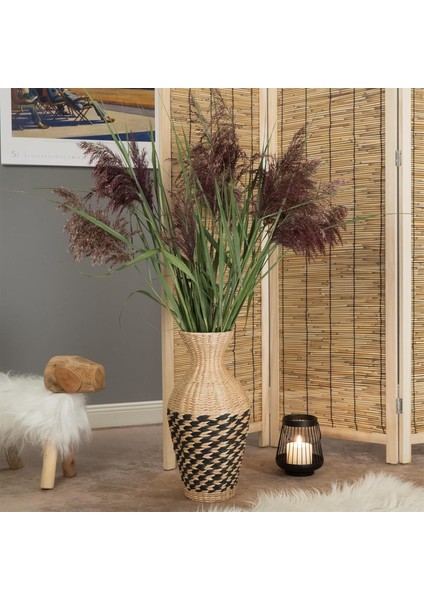 Dekoratif Water Hyacinth / Su Sümbülü Pampas Vazosu / Hasır Vazosu Yapay Çiçeklik fiyatları
