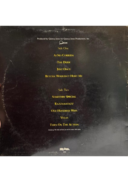 Quincy Jones ‎– The Dude Aı No Corrıda Bu Albümde 1981 Baskı Lp