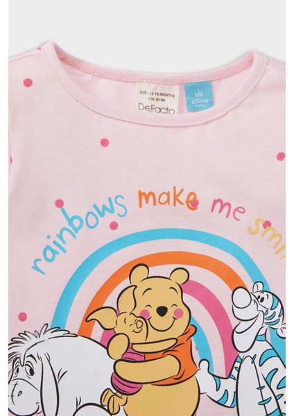 Kız Bebek Disney Winnie The Pooh Pijama Takımı Kısa Kollu Penye Üst Beli Lastikli Şort E4650A525HS