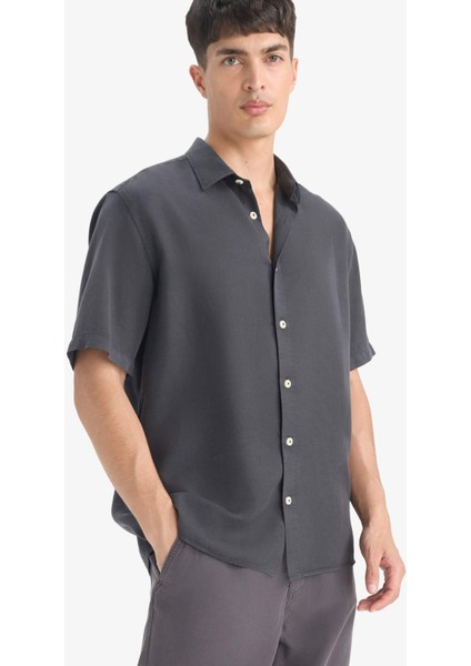 Regular Fit Tensel Kısa Kollu Gömlek E2530AX25SM