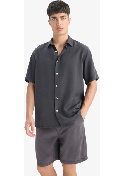 Regular Fit Tensel Kısa Kollu Gömlek E2530AX25SM
