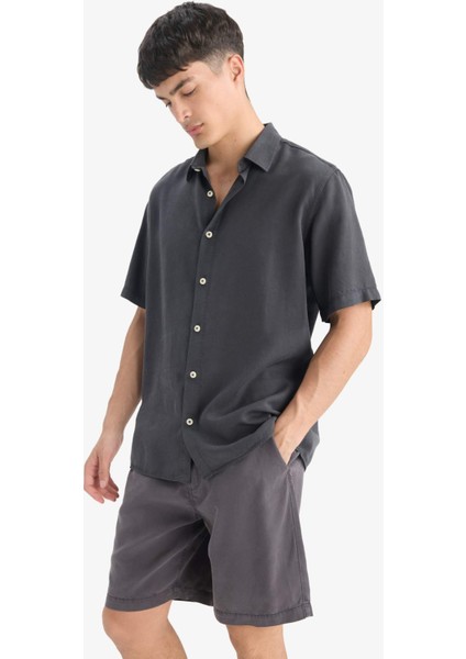 Regular Fit Tensel Kısa Kollu Gömlek E2530AX25SM