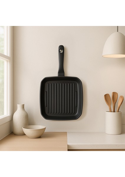 Royal Elite Siyah 26 cm Alüminyum Döküm Grill Tava