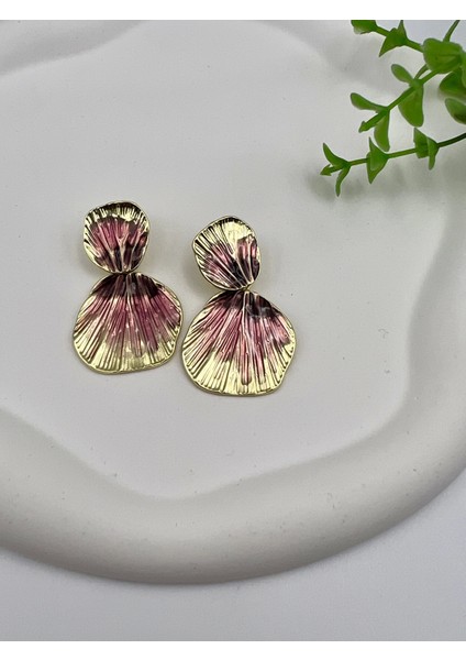 Pembe Gold Yelpaze Küpe