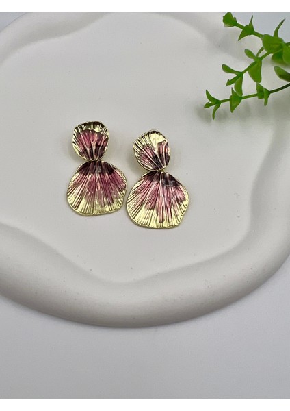Pembe Gold Yelpaze Küpe