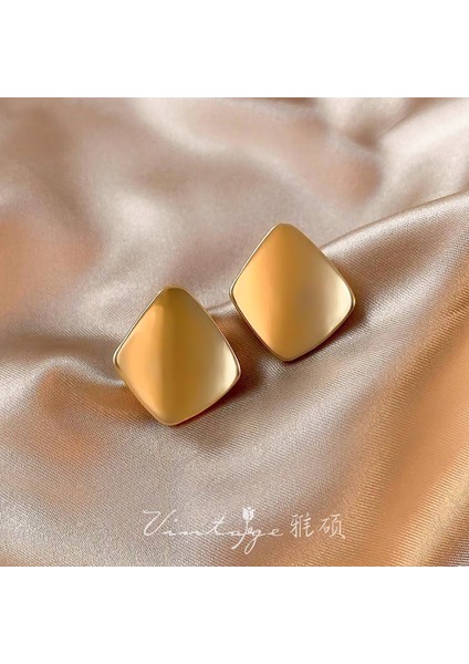 Altın Küpeler Kadın Vintage Temperament Küpeler Niş Tasarım Metal Küpeler (Yurt Dışından)