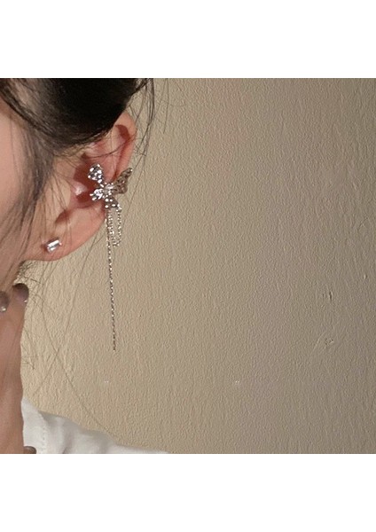 Kulak Delici Yok Kulak Klipsi Tasarımı Küpeler Kadın Uzun Püskül Zirkonya Kulak Kemiği Klipsi (Yurt Dışından)