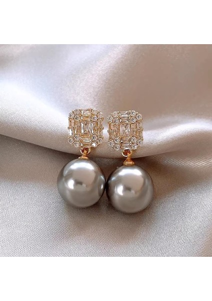 Zirkon Küpe Tasarımı Minimalist Vegan Loop Geometrik Inci Küpe (Yurt Dışından)