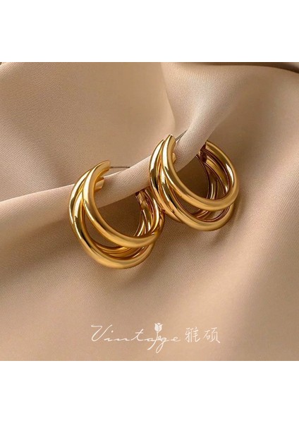 Altın Küpeler Vintage Temperament Küpeler Metal Küpeler (Yurt Dışından)