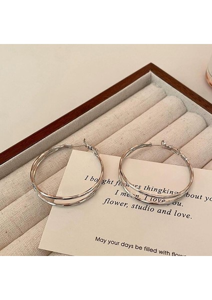 Zirkon Küpe Tasarımı Minimalist Vegan Loop Geometrik Inci Küpe (Yurt Dışından)